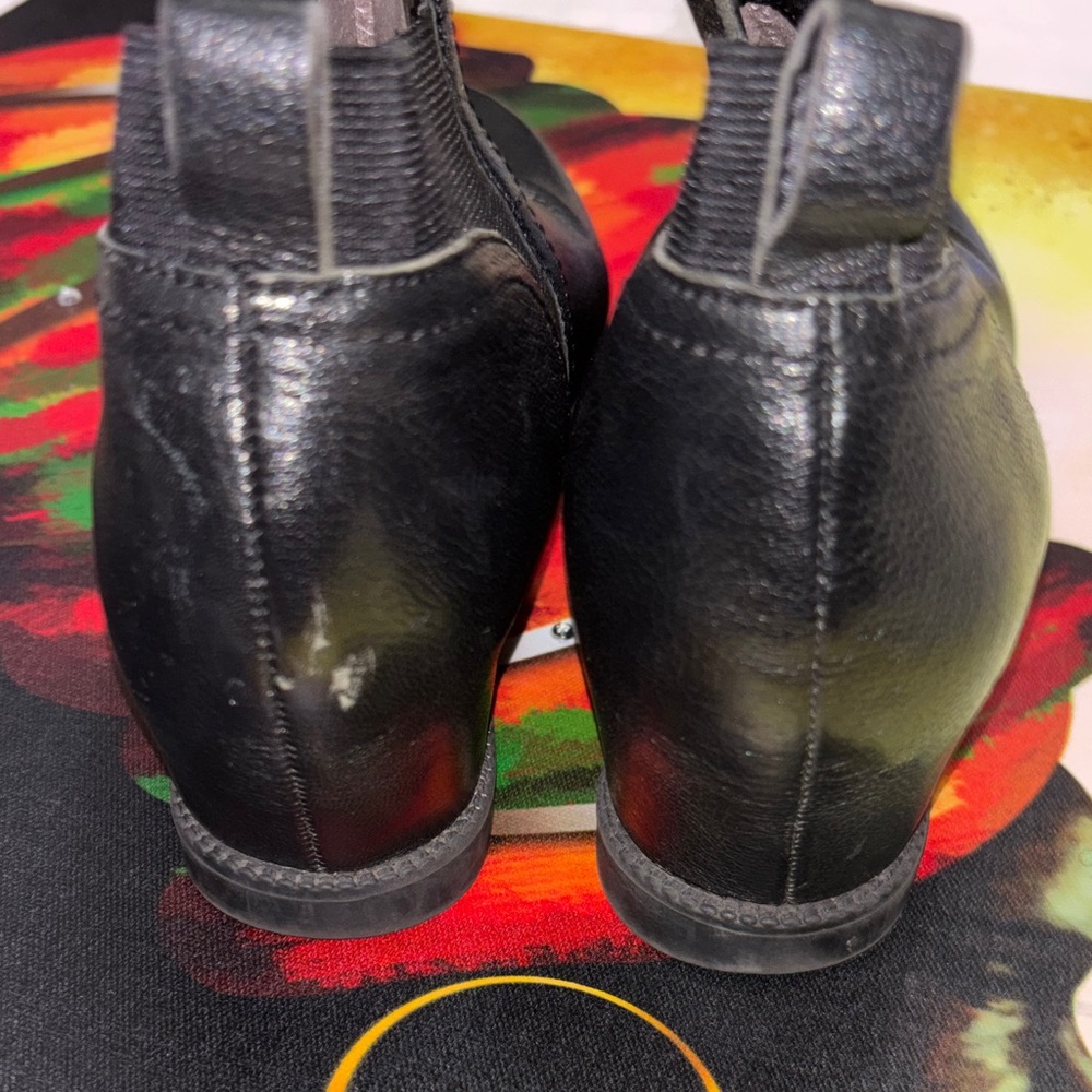Naturalizer Black Leather Wedge Ankle Booties - Picture 3 of 5